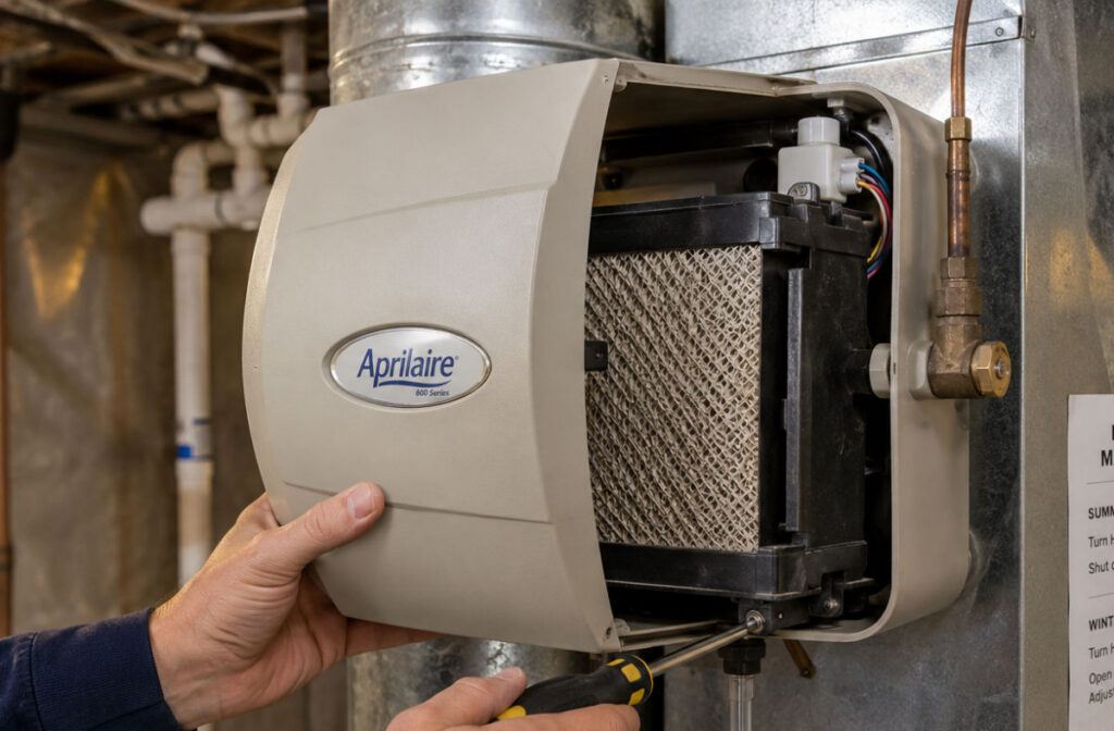 Servicing humidifier.