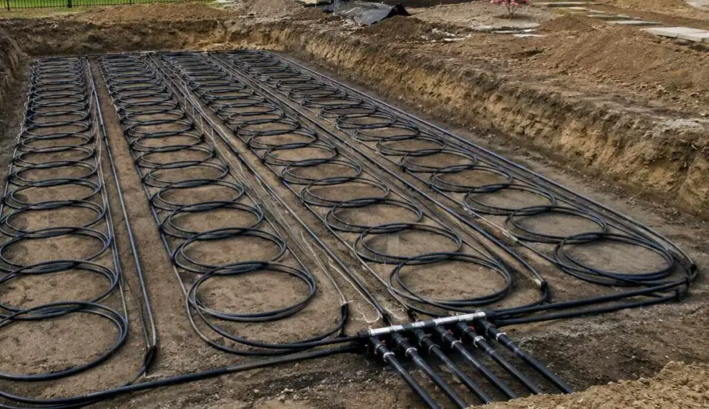 Geothermal ground loops freshly installed.