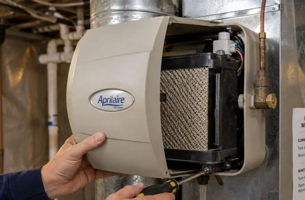 Servicing humidifier.
